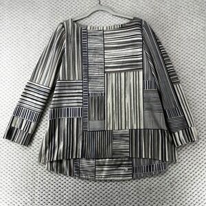 Nic+Zoe Striped‎ Print Blouse Long Sleeve Tunic Top Relaxed Fit Size S
